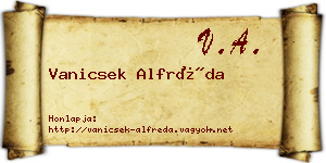 Vanicsek Alfréda névjegykártya